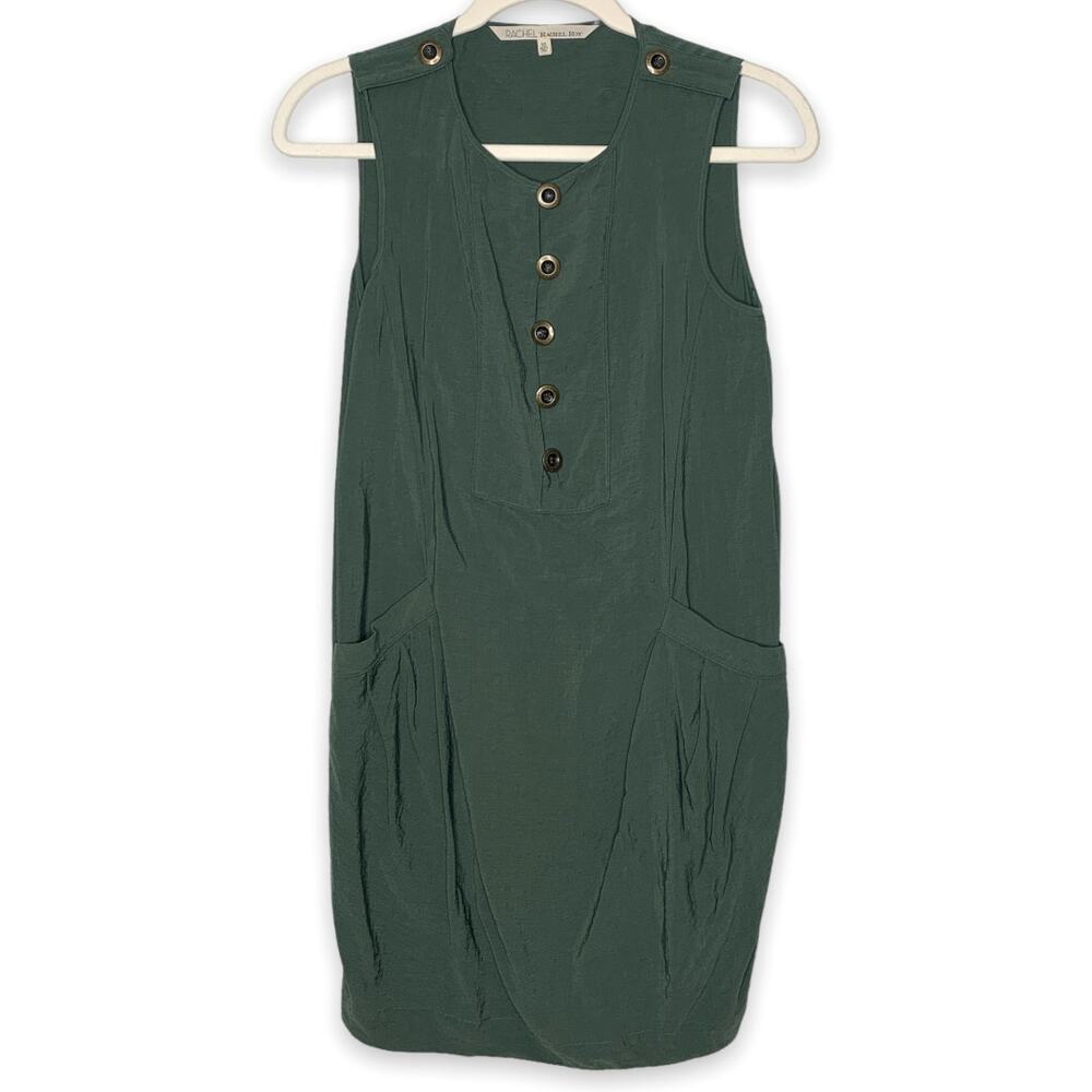 RACHEL BY RACHEL ROY olive green sleeveless cargo shift dress SZ XS